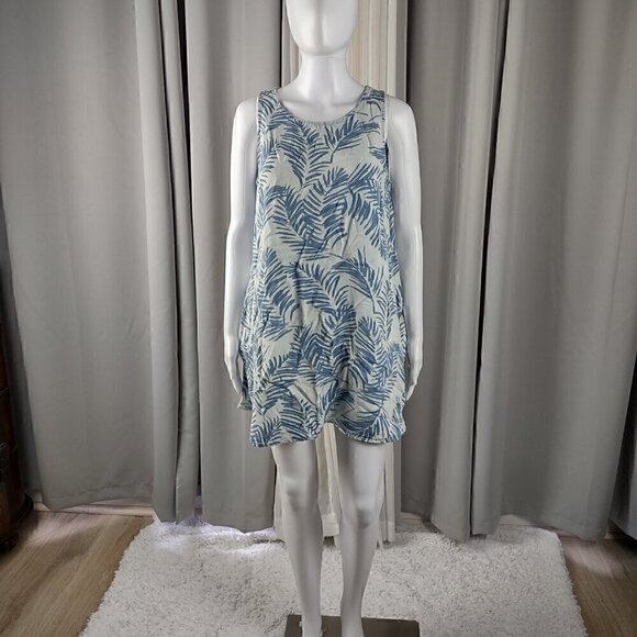 Velvet Heart Dresses & Skirts - Velvet Heart Palm Leaf Print Light Blue And Blue With Pockets Shift Dress Size S